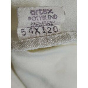Vtg Artex Polyblend Cream Ivory 54 x 120 inch Oblong Tablecloth small stain area